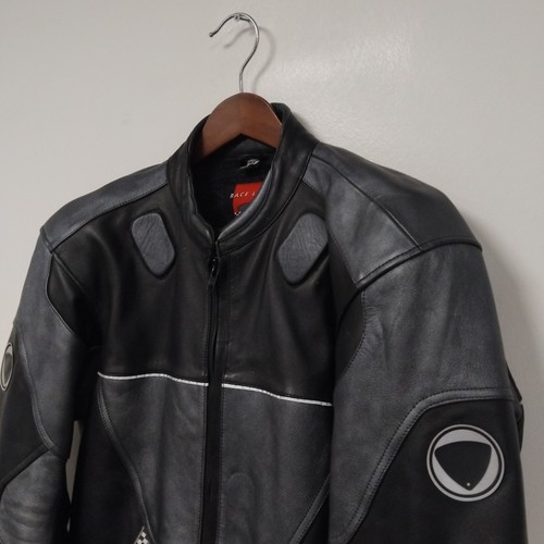 Mens Vintage Race Line by Schuh Boxy Fit Size 56 Leather Racing Biker Jacket - Picture 6 of 18