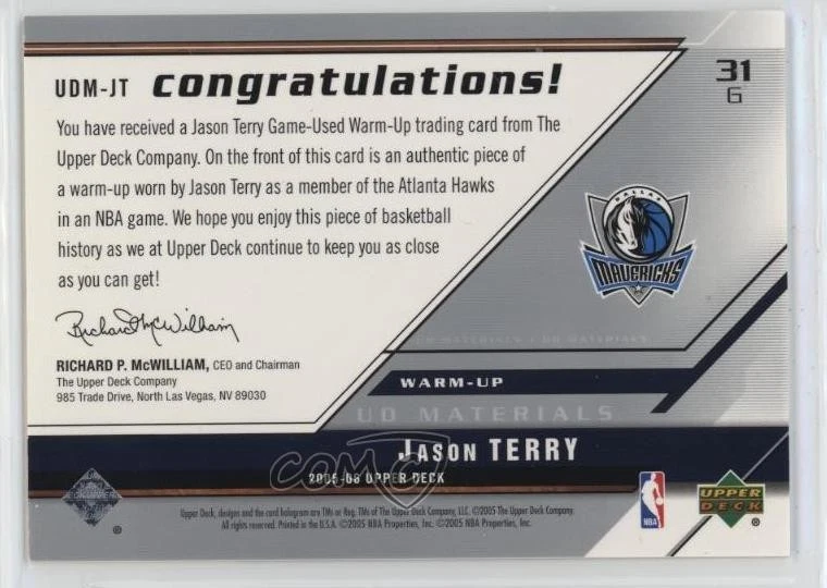 2005-06 Upper Deck UD Materials Jason Terry #UDM-JT - Image 2 of 2