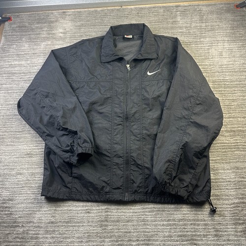 VINTAGE Nike Jacke Herren Large schwarz Full Zip Track Swoosh bestickt - Bild 1 von 11