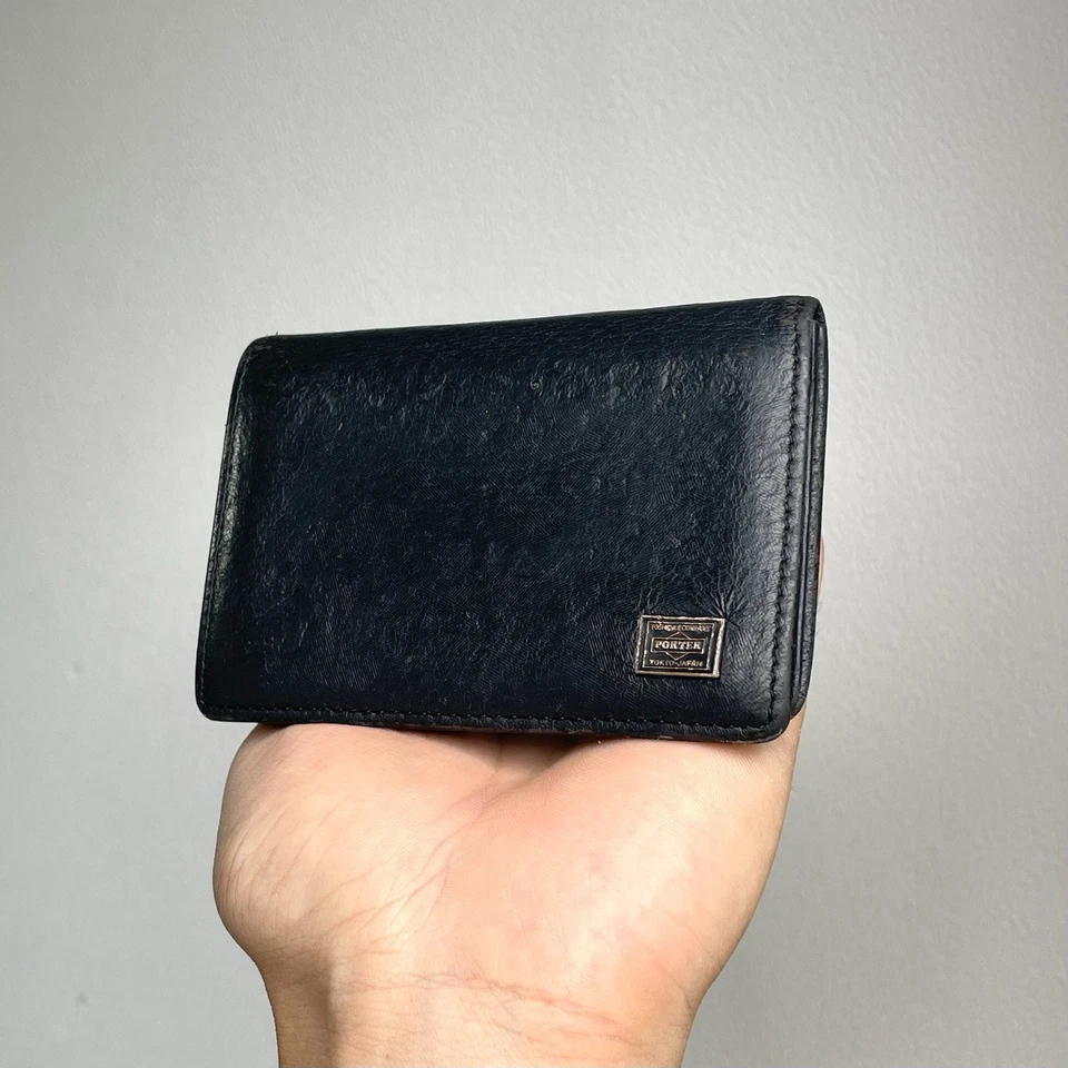 PORTER Yoshida & Co. Estuche de Cuero Portatarjetas de Identificación Billetera Negra Hecha en Japón Foto 4 de 4