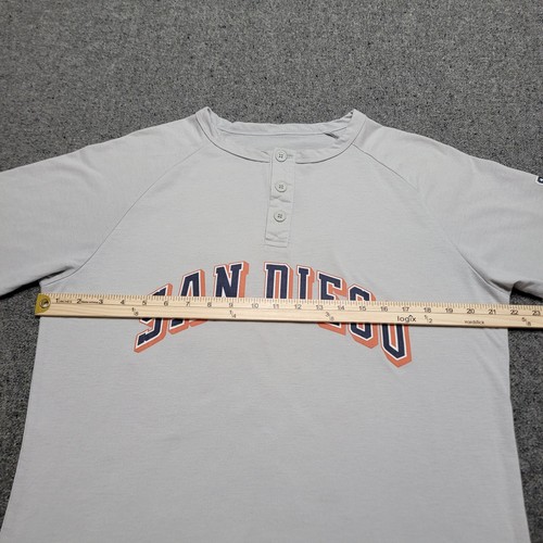 San Diego Padres Shirt Men Large Gray Tony Gwynn Henley Throwback 90s SGA Retro - Picture 12 of 12