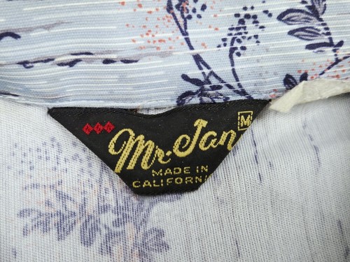 VINTAGE 70er MR. JAN Disco Hemd Herren Medium BLUMEN Kunst Bambus Blau Polyester - Bild 2 von 16