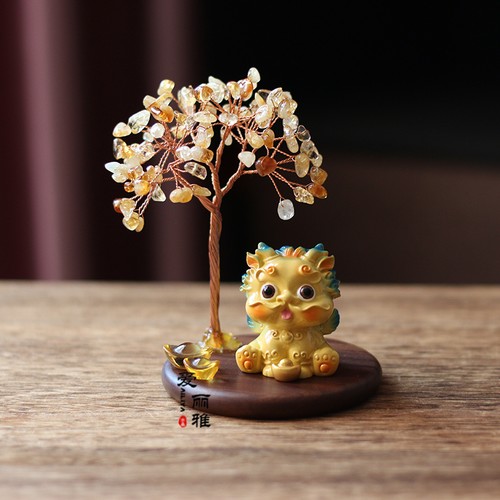 Pequeños adornos para decoración del hogar Pixiu citrino natural atrae riqueza - Imagen 10 de 10