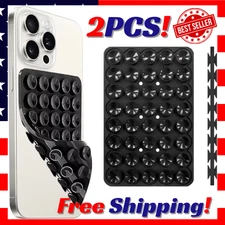 2 Pack Silicone Suction Cup Phone Case Mount Double Sided, Hands-Free Strong
