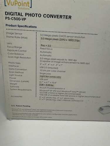 VuPoint Solutions Photo Picture Prints Digital Converter PS-C500-VP New In Box! - Picture 5 of 7