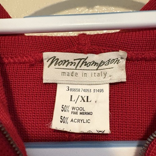 Vintage Norm Thompson Merino Wool Blend Red Hooded Cape Made In Italy Size L/XL - Bild 6 von 7