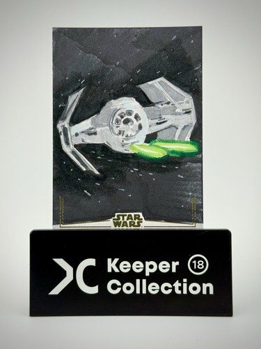 2024 Topps Chrome Galaxy Tie Fighter Sketch 1/1 Gold Foil by Daniel Chavez
