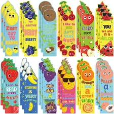 Fainne 60 Pieces Fruit Scented Bookmarks Kids Bulk Scratch and Sniff Smelly C...