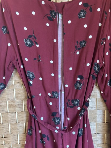 Jeans West Women's Maroon Floral Dress Smart Casual/Formal. Size 14 (M) AU/UK - Picture 7 of 9