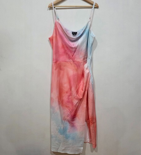 City Chic Dress AUS M/18 US14 Midi Mali Print Pastel Drape Cowl Neck Sleeveless - Picture 2 of 5