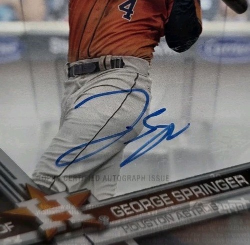 2017 Topps Clearly Authentic GEORGE SPRINGER Encased on Card Auto Houston Astros - Picture 3 of 5