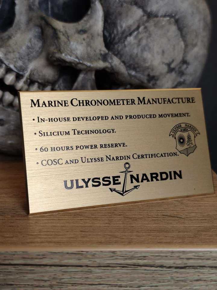 Редкий Ulysse Nardin Морской Хронометр дилерский дисплей металлическая пластина Сделано в Швейцарии - Изображение 2 из 4
