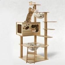 Cat Tree Large 52 Inch, Wooden Cat Tower Multi-Level Cat Tree Tower for Indoor