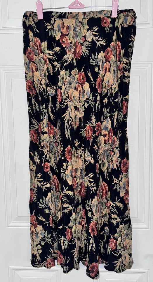 Top túnica y maxi falda negra floral Carole Little 2 piezas LS con botones 14 de colección Foto 2 de 4