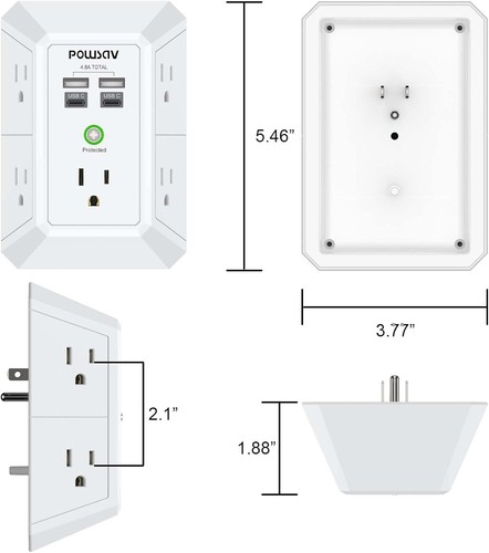 Überspannungsschutz Steckdosenleiste mit 5 Steckdosen und 4 USB-Anschlüssen - Ideal für Büros - Bild 9 von 9