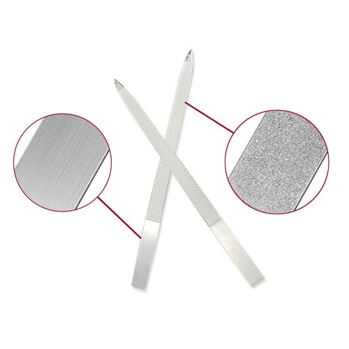 2 PCS Diamond Nail File Double Sided Metal 2 Count (Pack of 1), Silver  - Picture 2 of 4