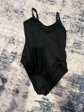 Girl  s Black Classic Rounded Neck Removable Pads Cami Dance Leotards See Pics