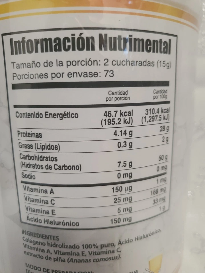 Hydrolyzed Collagen Powder 1.1KG Pineapple Flavor | Omega 3-6-9 + Vitamins - Image 4 of 4