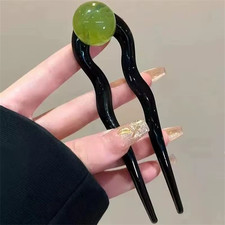 Fashion Colored Pearl U-Shaped Hair Sticks Hairpin Hair Fork Bun Sweet Trendy Ac