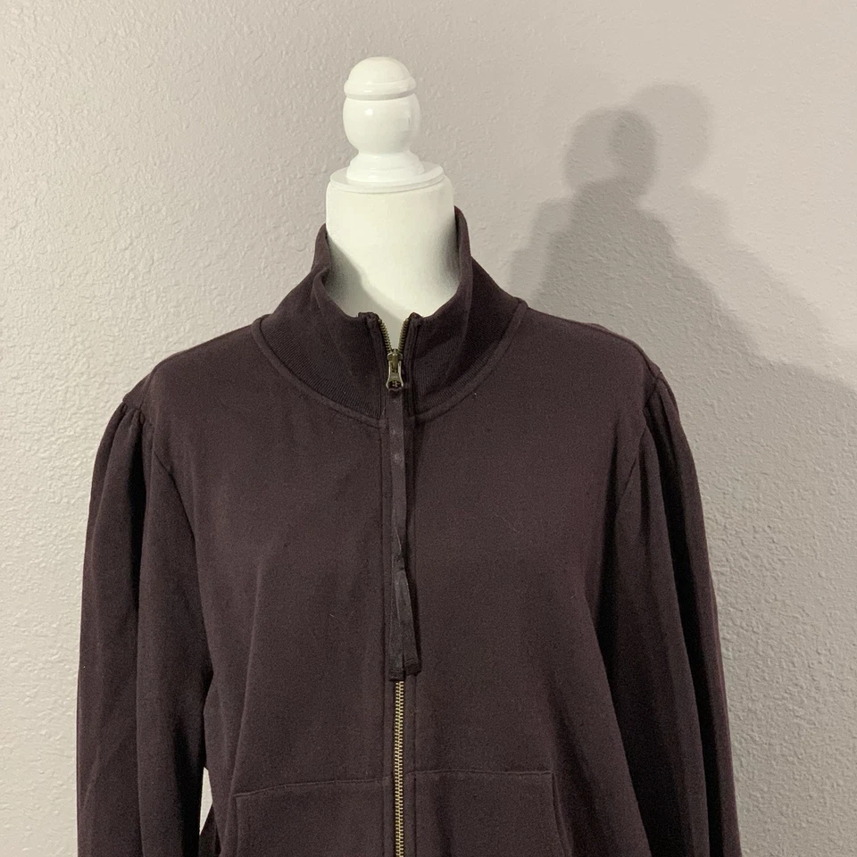 Abrigo Chaqueta Vintage Antiguo Azul Marino Y2K Talla XXL Marrón Cuello Simulado Cremallera Para Mujer’s Plus Foto 3 de 4