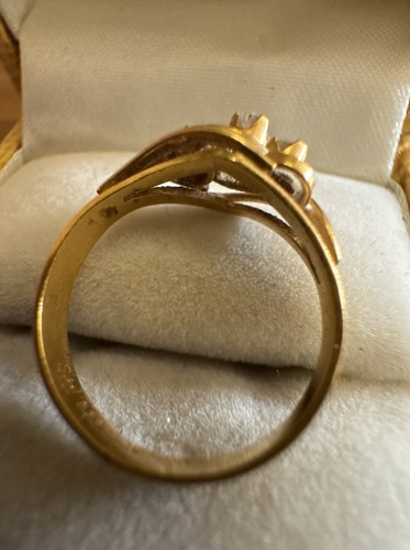 STUNNING 20ct Yellow Gold 835 0.13ct Diamond Three Stone Ring Size I 1.81g - Picture 13 of 15