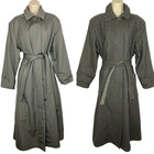 Vintage LONDON FOG reversible trench coat rain jacket wool houndstooth gray long
