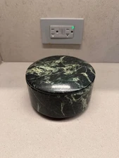 CB2 Emil Round Box with Lid - Green Spider Marble