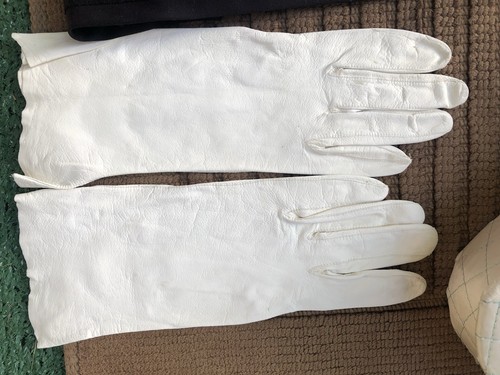 Estate Lot 6 Pair Vintage Gloves Leather, Satin Opera Gloves W/ Satin Box - Picture 13 of 15