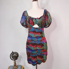Rhode Clara Enchanted Woods Mini Dress Size 0 NWT Boho Festival Vacation Ruched