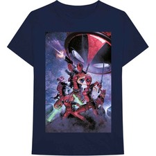 Image of Deadpool T Shirt Deadpool Family new Official Marvel Mens Navy Blue XXL
