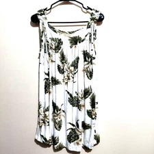 Sunny Island Womens M Strappy Sundress Tunic Short Baby Doll Hawaii Floral Print