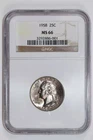 1958 WASHINGTON QUARTER NGC MS66