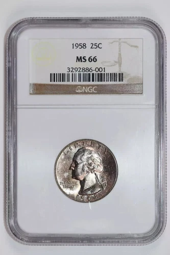 1958 WASHINGTON QUARTER NGC MS66