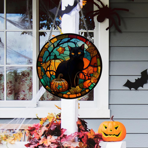 Black Cat Window Hanging for Halloween Decor- Gothic Cats Wall Decor Gift for Ca - Picture 4 of 12