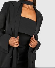 Black Oversized Fit Tailored Blazer & Neck Tie