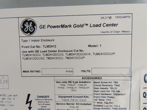 General Electric PowerMark Gold Breaker Panel 125 Amp Main Lug 24 Space 240V - Picture 2 of 13
