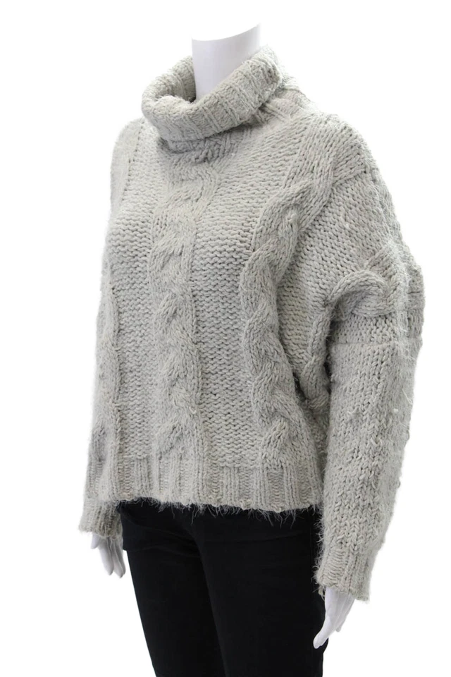 Suéter Top Gris Dance & Marvel Para Mujer Tejido con Cable Cuello Alto Talla S/M Foto 2 de 4