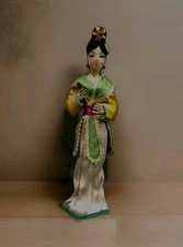 Vintage Silk Doll Chinese Stockinette  hand made 10" hand Painted 
