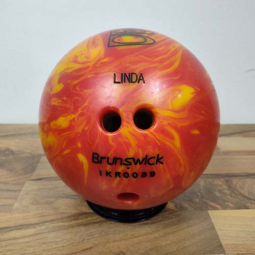 Brunswick Wild Fire Bowling Ball 10 lb Red Black Marble Vintage VTG - Picture 2 of 7