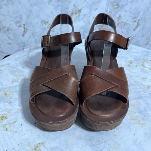 Kork Ease Ava Damenschuhe Größe 9M braun Leder Keilabsatz Plateau modische Sandalen - Bild 3 von 13