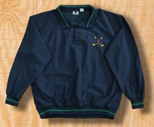 RARE! Vintage 90s IZOD GOLF Large Nylon Pullover Windbreaker Logo Sweater Jacket