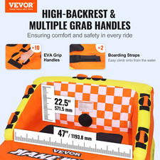 VEVOR Towable Tube for Boating, 1-2 Riders Inflatable Towable Tubes with Deck Se