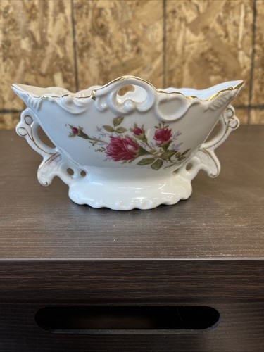 HANDBEMALTE TILSO JAPAN PORZELLAN MOOS ROSE VASE MIT GOLDRAND - Bild 1 von 6