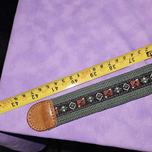 De Colección LL Bean Azteca Geométrico Algodón/Cuero Hombres Cinturón Anillo en D Hebilla Aprox 42" Lg - Imagen 7 de 8