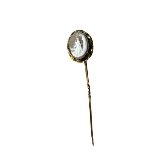 Antique Victorian Scene Stick Pin