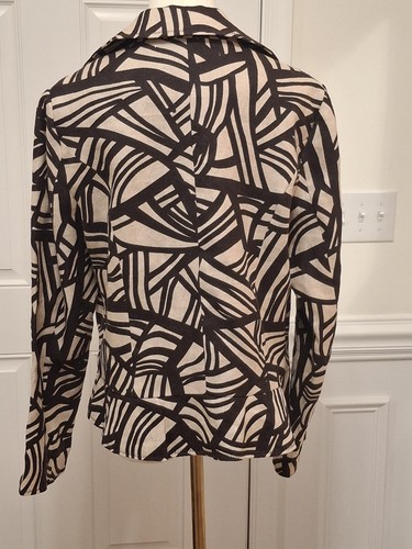Giacca blazer donna Carole Little lino grande marrone beige abbottonata - Foto 3 di 9