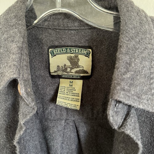 FIELD STREAM Flannel Shirt Jacket Sz M Heavy Cotton Dark Gray Flannel Shacket - Picture 4 of 8