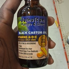 Jamaican Mango Lime Growth Oil Black Castor Oil Vitamins A D E Vegan 4 fl oz