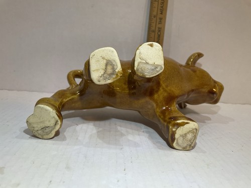 Vintage Brush McCoy Brown Ceramic Bull Planter Western Kitschy Mid Century - Picture 6 of 6
