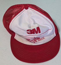 3M Brown Star Products Red & White Mesh Snapback Trucker Hat Made In USA Vintage